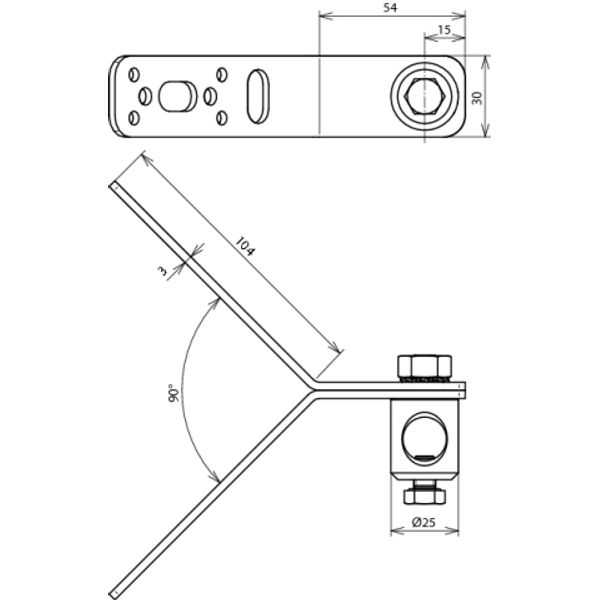 Y-shaped mounting bracket 90° StSt w. clamping bolt Al W 16.2mm f. DEH image 2