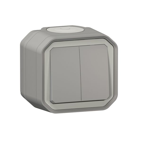 PLEXO 2 GANG 1-WAY SWITCH - GREY - SURFACE image 1