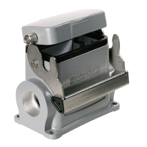 HDC enclosures, Size: 4, Protection degree: IP65, in plugged condition, Base housing, End-locking clamp, lower side, high, with cover, Size of cable entries: M 25 image 1