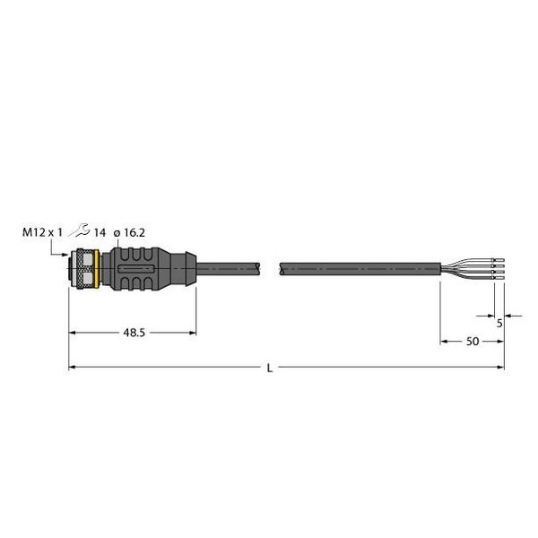 Actuator and Sensor Cable, PUR Connection Cable   RKC4.4T-P7X3.1-10/TXL image 1