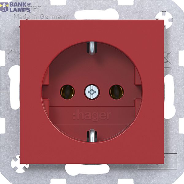 SCHUKO wall socket, plug-in type, A.x/C.x, glossy red image 1