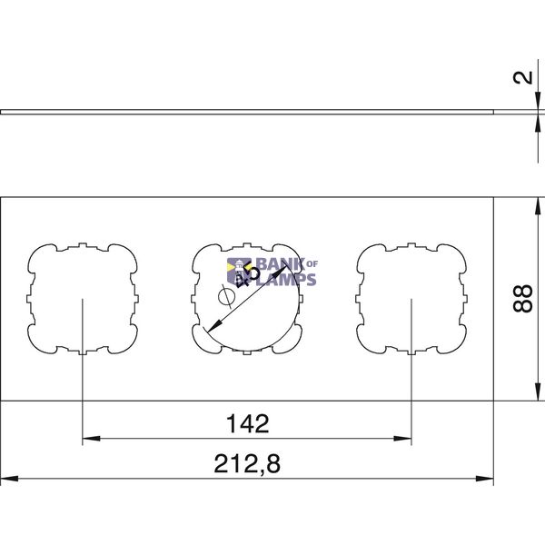 Cover plate 3x EK for T12L 213x88mm Polyvinylchloride Graphite black R image 2