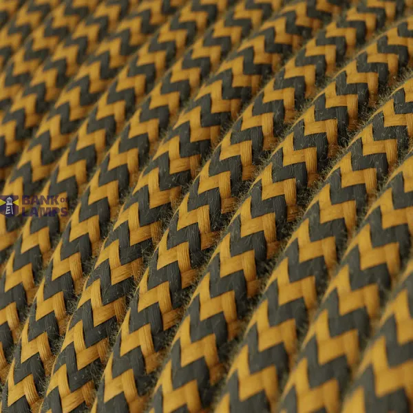 Cotton Golden Honey and Anthracite Grey Textile Cable - The Original Creative-Cables - RZ27 round 2x0.75mm / 3x0.75mm image 2