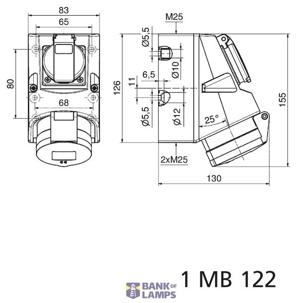 TK combi 6h 16A 5P 400V IP44 126x83 Bedr G image 3