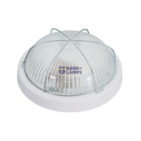 ZETA, E27 with micorowave motion sensor, 25W, white-polypropylene, cover mat-glass, IP44, steel cage image 1