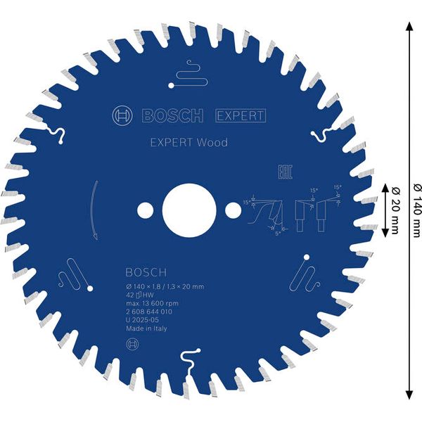 Circular saw blade Expert for Wood 140 x 20 x 1,8 mm, 42 image 2