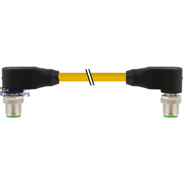 M12 male 90° / M12 male 90° D-cod. shielded PUR 1x4xAWG22 ye 3m image 2