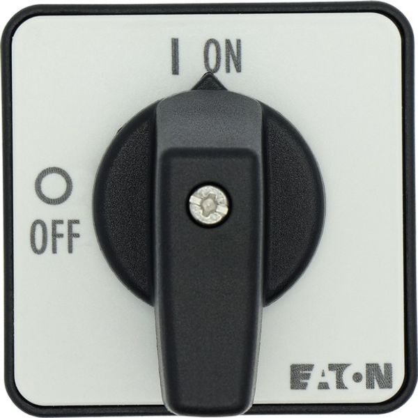 T0-2-1/E On-Off switch, T0, 20 A, flush mounting, 2 contact unit(s), 3 pole, with black thumb grip and front plate image 3