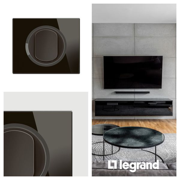 PLATE 2 GANG ONYX BLACK GLASS image 5