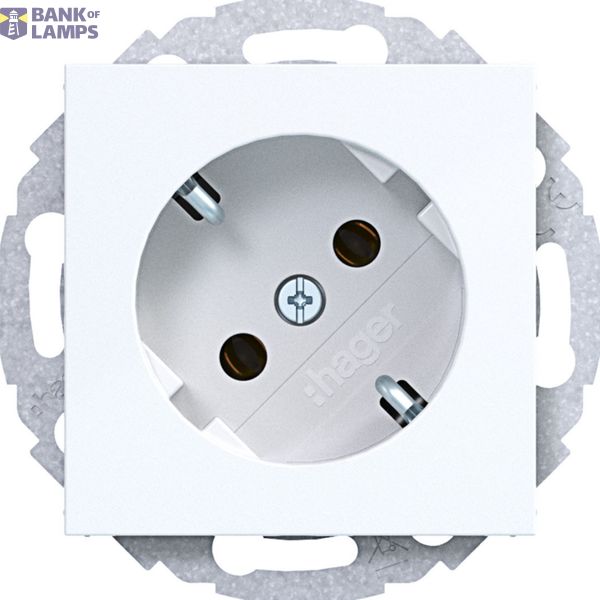 SCHUKO wall socket 45°, plug-in class, A.x/C.x, light white glossy image 1