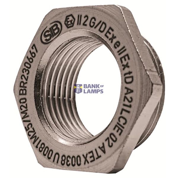 Reducer Hexagonal with flat sealing ATEX EXE Nickel Plated Brass M32-M image 1
