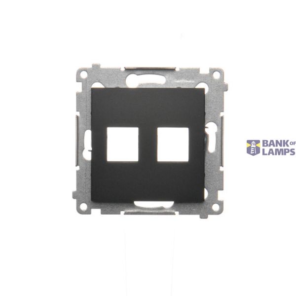 Double Keystone flat IT/telephone socket cover, (module), black matt image 1