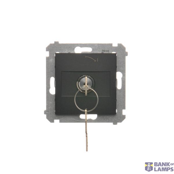 Momentary single switches with key - two positions ''0-1'', black matt, 5A image 1