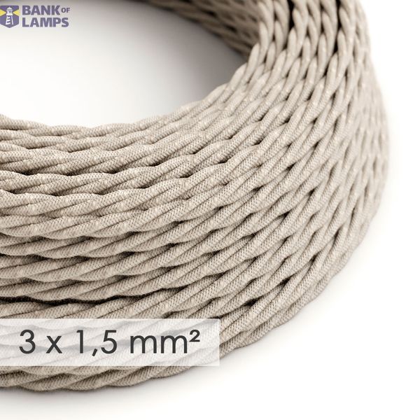 Large section electric cable 3x1,50 twisted - covered by Natural Neutral Linen TN01 image 1
