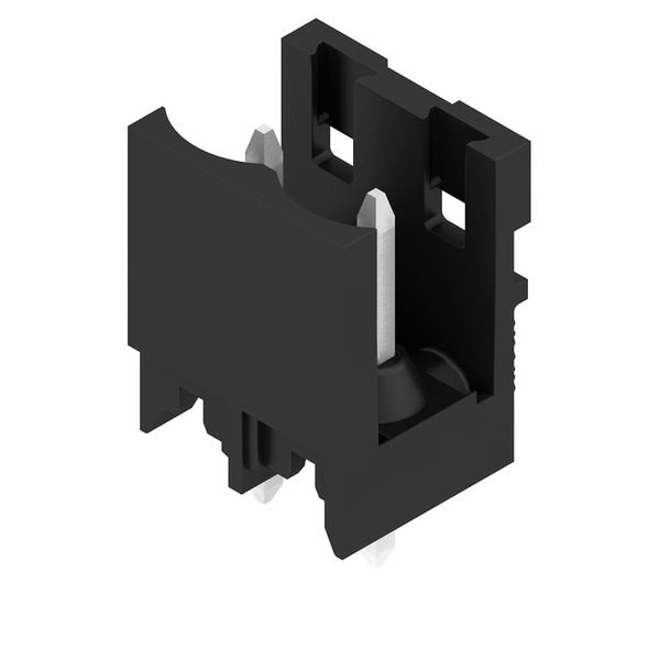 PCB plug-in connector, male header, open side, THT/THR solder connection, 5.00 mm, Number of poles: 2, 180°, Solder pin length (l): 3.2 mm, tinned, black, Box image 4