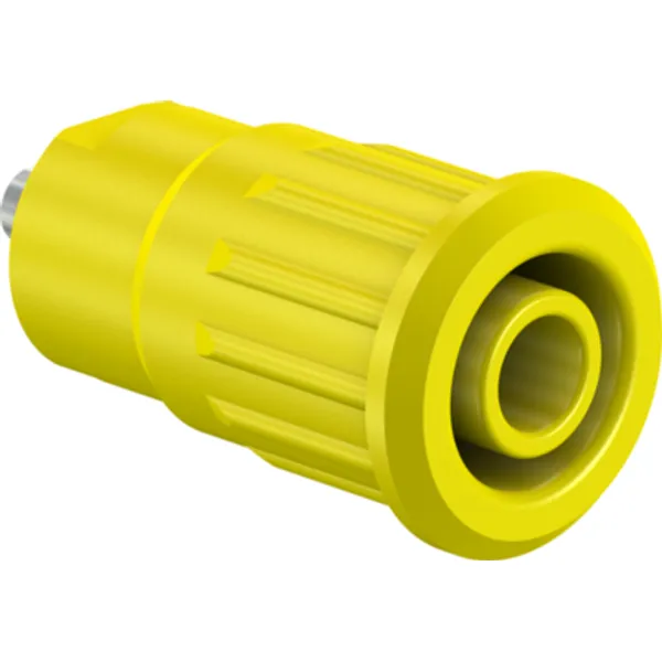 4 mm socket, solder connection, mounting Ø 12.2 mm, CAT III, CAT IV, yellow, 49.7091-24 image 1