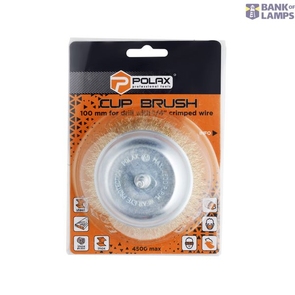 Cup brush for drill  1/4",100mm (crimped wire) image 2