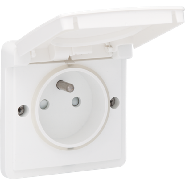 Splashproof socket outlet 16 A/250 Vac with pin earthing, shutters and with plug-in terminals, white image 1