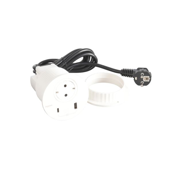 DISQ80 WHITE SOCKET SCH USB A+C 2M CORD image 1