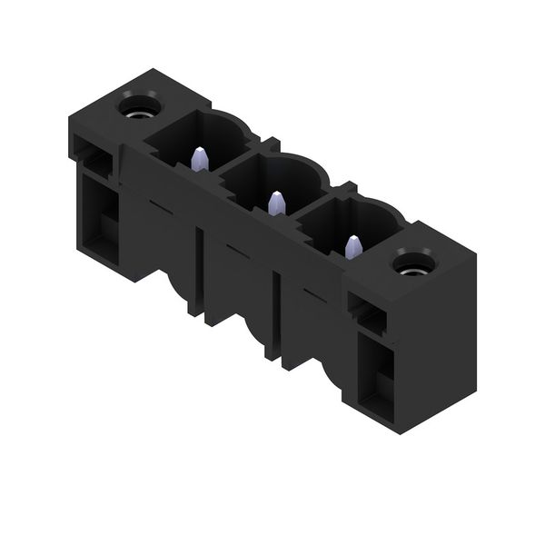 PCB plug-in connector, male header, Flange, THT solder connection, 7.62 mm, Number of poles: 3, 180°, Solder pin length (l): 3.2 mm, tinned, black, Box image 3