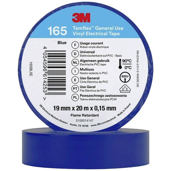 INSULATING TAPE TEMFLEX 165 19X20 BLUE image 1