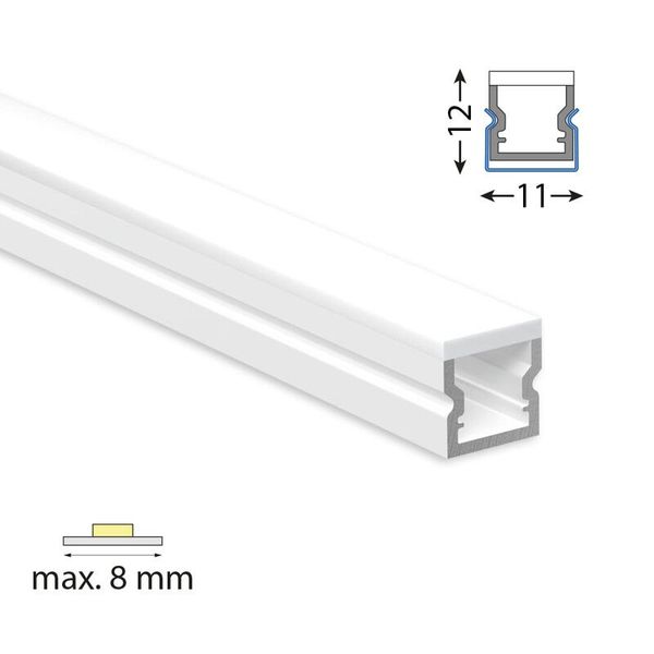 Attached PMMA moisture-proof PA profile, 12x12mm, Whitey diffusion, 2m image 1