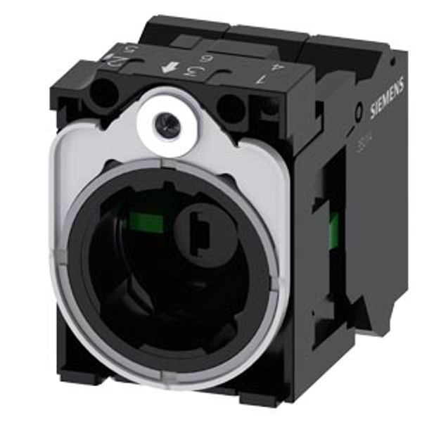 Holder for 3 modules, metal, 1 NO, 1 NO, LED module, white, 24 V AC/DC image 1