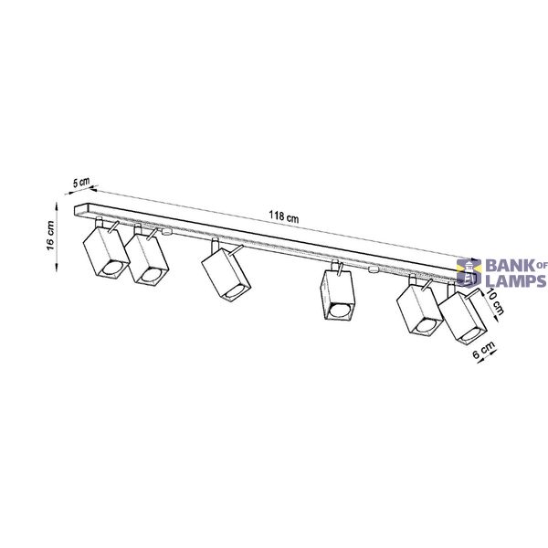 CEILING LAMP MERIDA 6L GREY GU10 6X40W IP20 image 6