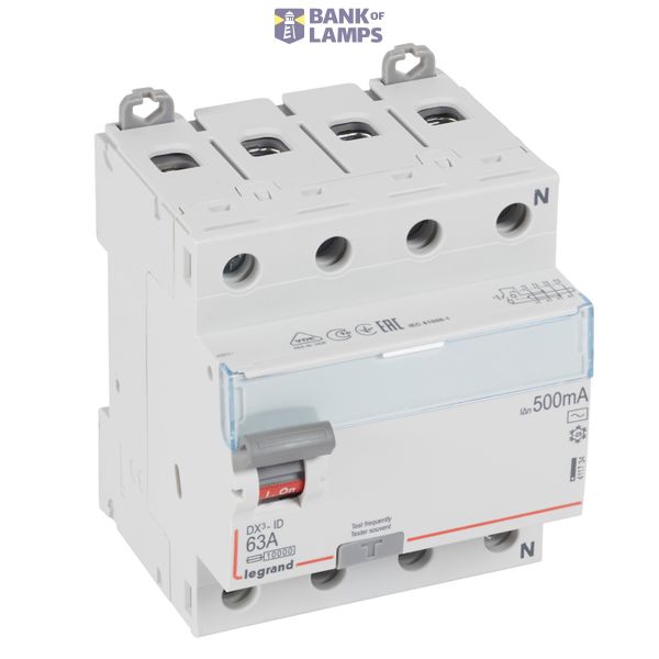 RCD DX³-ID - 4P - 400 V~ neutral right hand side - 63 A - 500 mA - AC type image 2