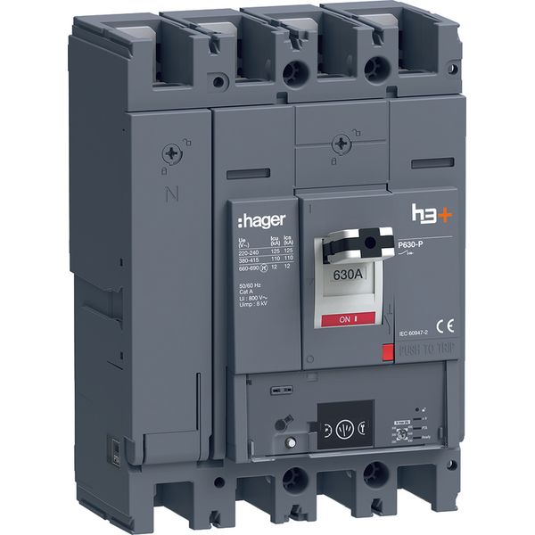 Moulded Case Circuit Breaker h3+ P630 Energy 4P4D N0-50-100% 630A 110k image 1