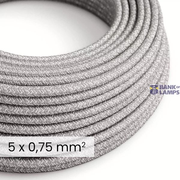DALI Textile electrical cable 5x0.75 mm² in Grey Mélange Linen - Decorative cable for lighting installations RN02 image 1