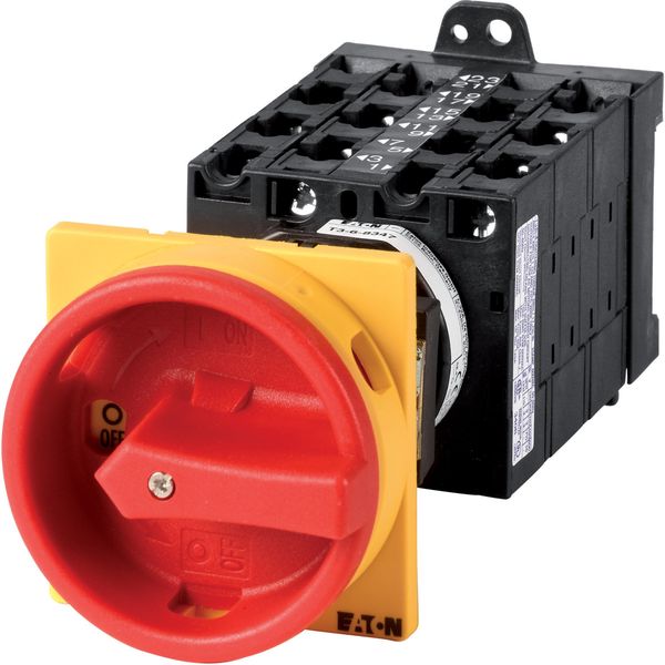 T3-6-8347/V/SVB Main switch, T3, 32 A, rear mounting, 6 contact unit(s), 11-pole, Emergency switching off function, With red rotary handle and yellow locking ring image 2