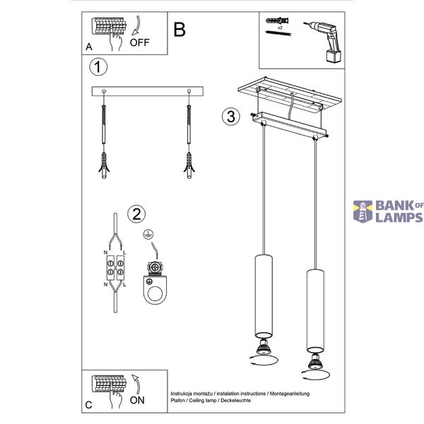 HANGING LAMP LAGOS 2 BEIGE 2XGU10 image 9