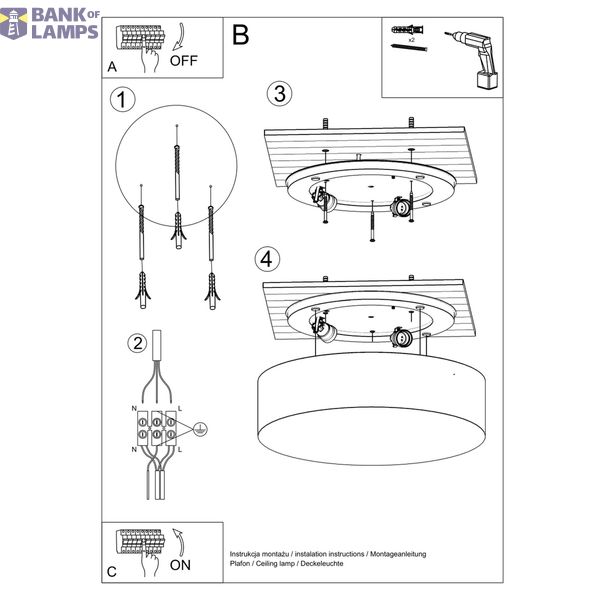 CEILING LAMP ARENA 45 BLACK E27 3X60W IP20 image 7