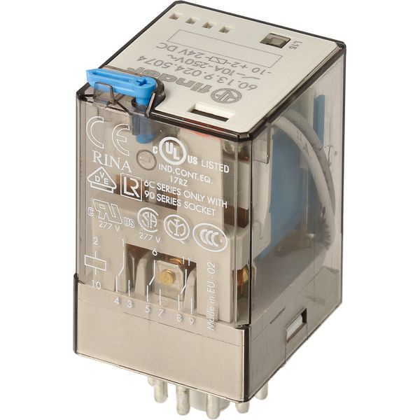 Rel. 3CO 10A/24VDC/Agni+Au/Test button/Mech.ind/LED/diode (60.13.9.024.5074) image 3