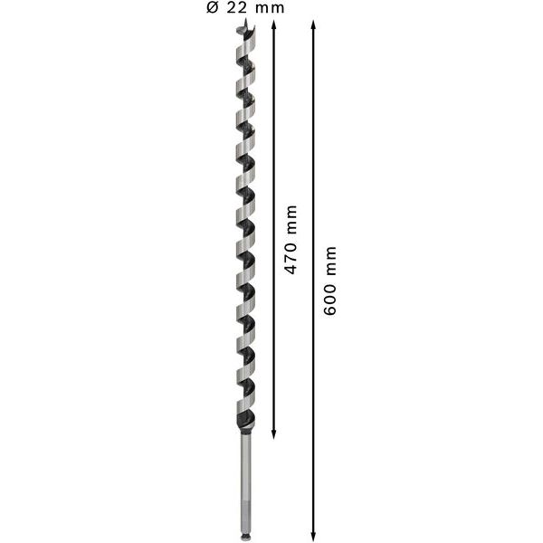 Wood auger bit, hexagon 22 x 470 x 600 mm, d 11,1 mm image 2