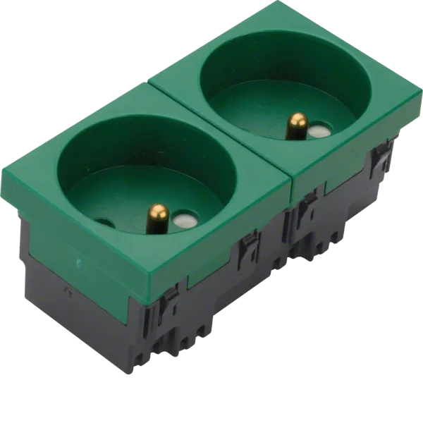 tehalite. GB-EG 2P+Z 33° 2-way socket 45x45mm halogen free green image 1