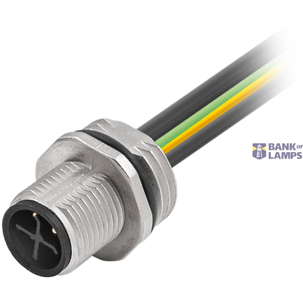 M12 Power male recept. S-cod. front PE-X-wires 4x1.5 UL 0.5m image 1