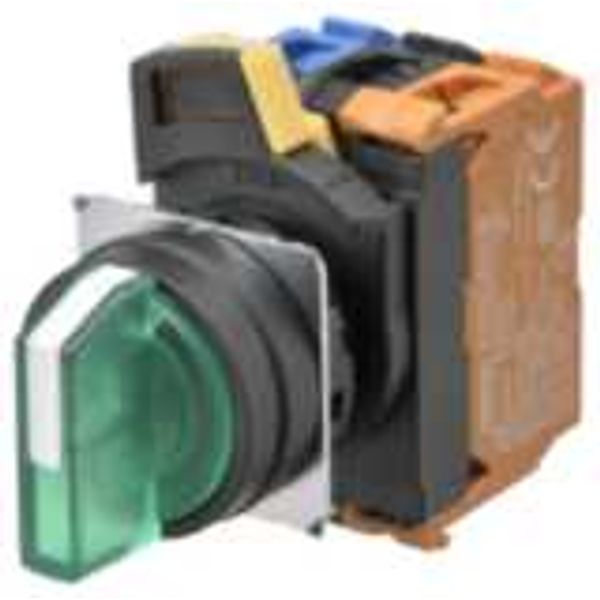 Selector A22NW Ã˜22, 2 position, Lighted, bezel PLASTIC, AUTO RESET ON A2240673C image 2