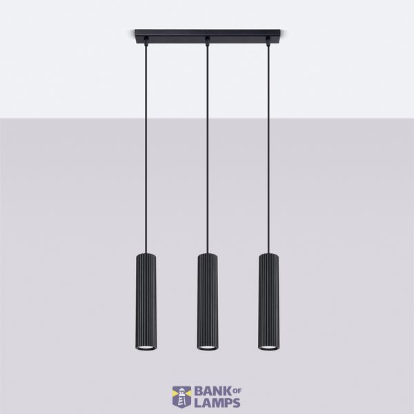 Minimalist KARBON pendant lamp with three pendants and a black ceiling plate 3xGU10 image 9