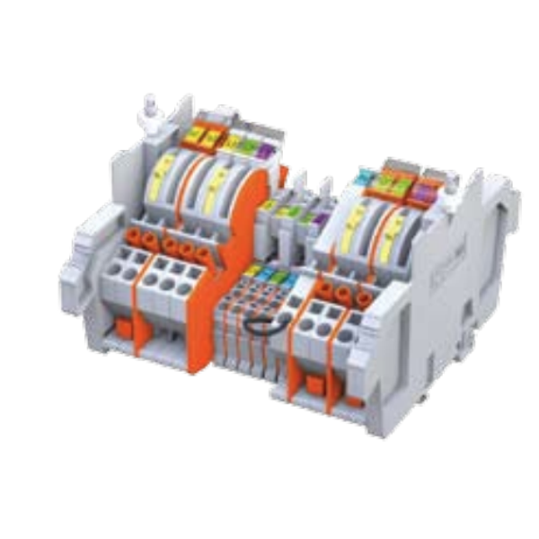 WAGO 16-track measuring strip with disconnectors and system protection and signaling in voltage paths. Measuring strip with parallel modules 100V image 1