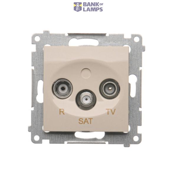 R-TV-SAT pass through aerial socket, atten.: 10dB, cream white/electro white image 1