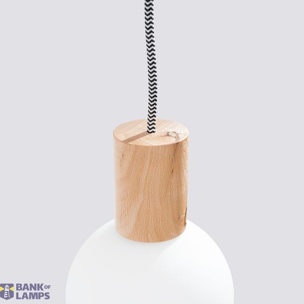 WALL LAMP WITH SWITCH ON CABLE GLASS LAMP SHADE WOODEN ELEMENTS ON G9 image 9