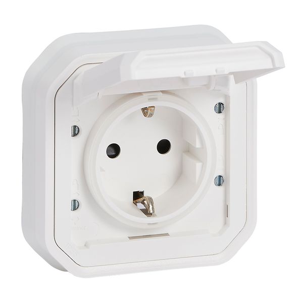 PLEXO GERMAN STD SOCKET OUTLET WITH SCREW TERMINALS - WHITE - FLUSH WITH CLAW image 1