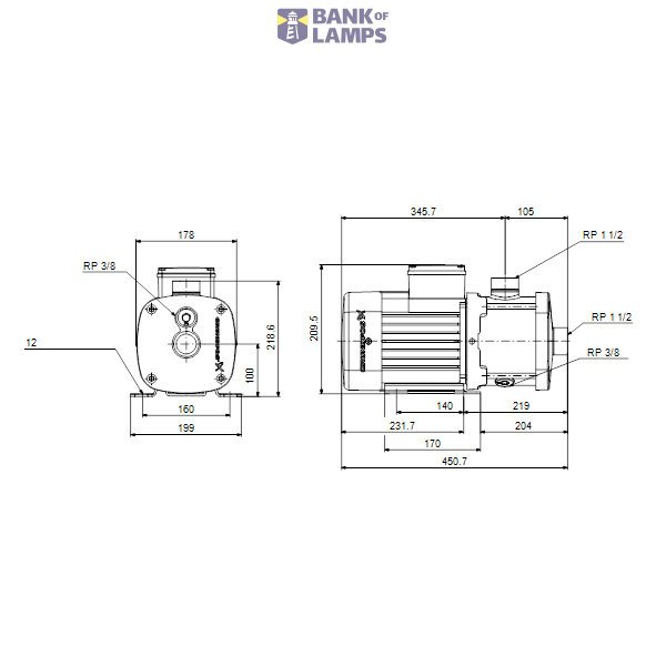 Horizontal multistage pump CM 10-2 A-R-I-E-AQQE F-A-A-N 400Y image 2