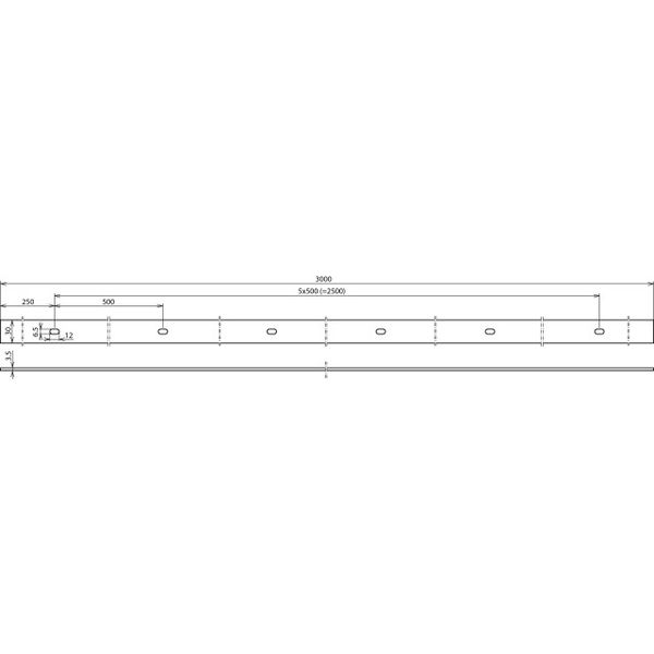 Connection lug Fl 30x3.5 mm StSt (V4A) L 3000 mm with 5 bores 6.5x12 m image 2