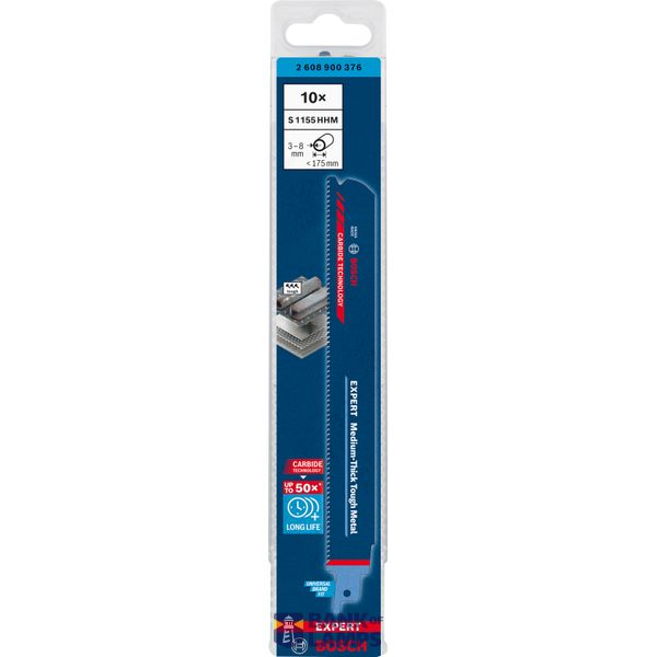 EXPERT ‘Medium-Thick Tough Metal’ S 1155 HHM Reciprocating Saw Blade 10-pc image 2