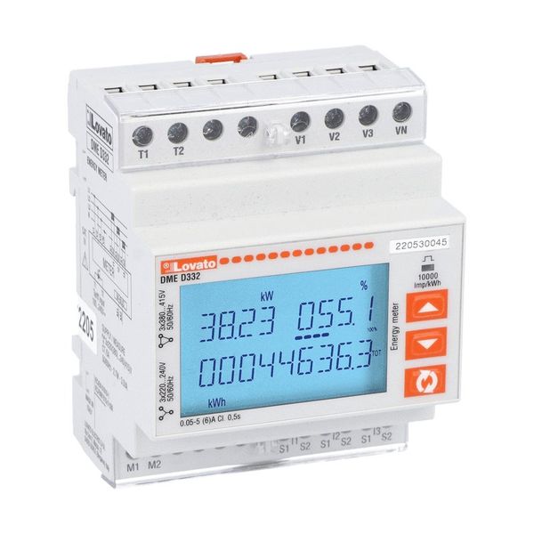 Energy meter, three-phase with or without neutral, non expandable, connection by CT /5A secondary, 4U, M-BUS interface, multi-measurements image 1