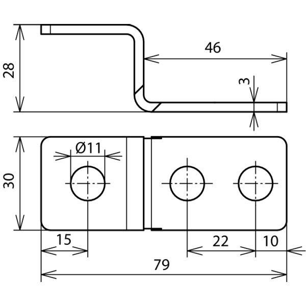 End piece Z-shaped St/tZn with 3 bores D 11mm image 2