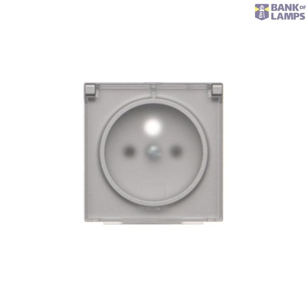 Cover for single socket outlet with earthing IP44 - transparent flap, matt aluminum image 1